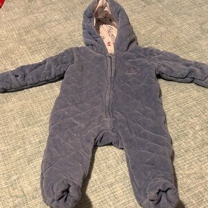 Laura Ashley Quilted Gray snow Suit Footie, 3-6 mo